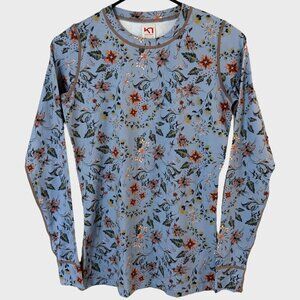 Kari Traa Fryd Floral Long-Sleeve Base-Layer Athletic Top Blue Women's Small